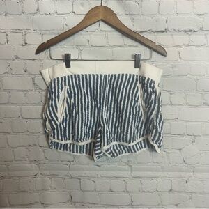 GAP High Waist Navy and White Striped Shorts